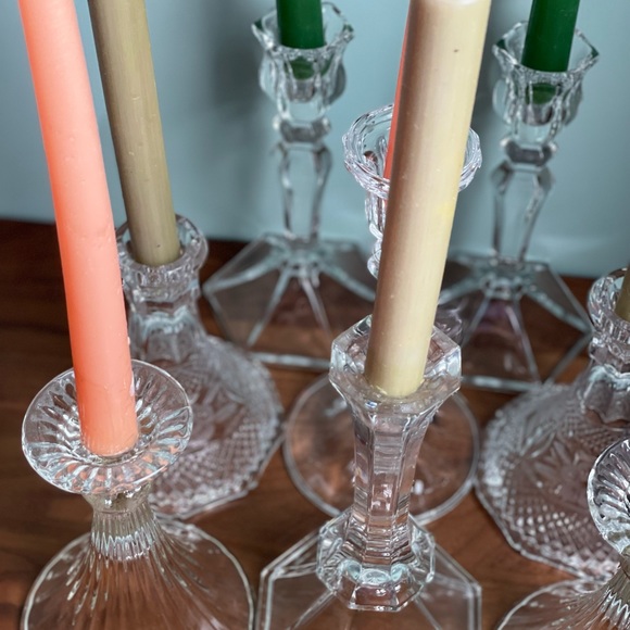 French Crystal Candlesticks,Glass Candleholders, Instant Collection,Gift for Her - Picture 6 of 11